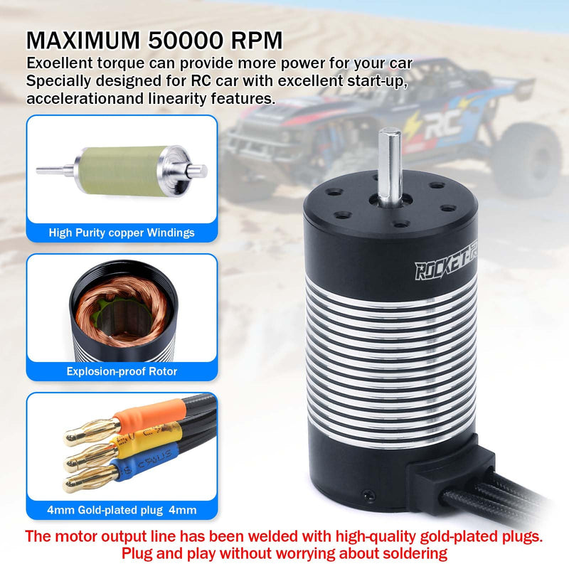 [Australia - AusPower] - SurpassHobby 3665 Brushless Motor 1800KV High Speed Waterproof Motor for Most of 1:10 Scale RC Truck On Road Off Road Car Update Parts 3665 motor 