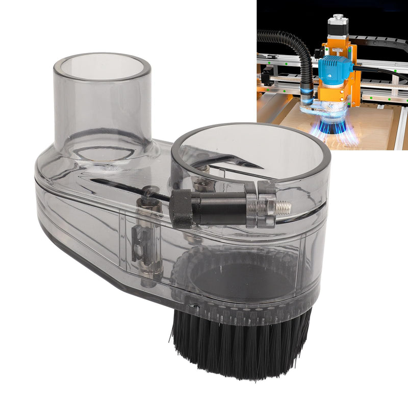 CNC Woodworking Dust Cover Shoe 52mm Diameter Transparent Dust Shoe with 38mm Hose Connector for Dust Extraction Accessories for CNC Router