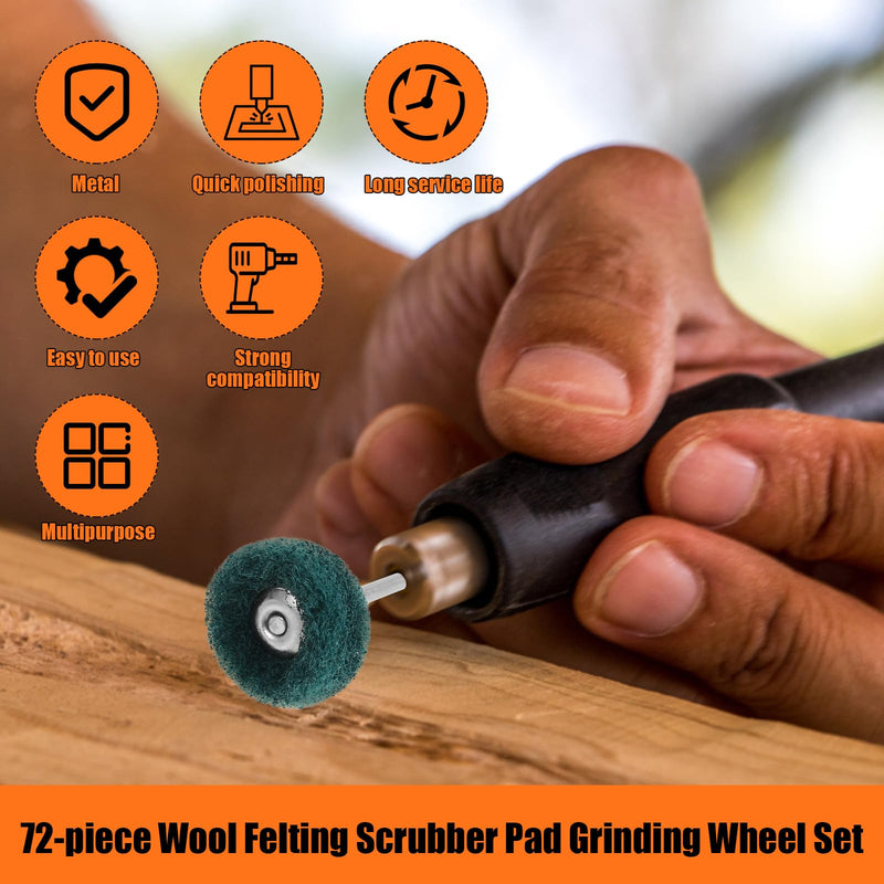 72Pcs Buffing Wheel Polishing Kit 1/8 Inch Shank Abrasive Polishing Wheel Set Rotary Tool Accessories for Jewelry Glass Car 72 PCS