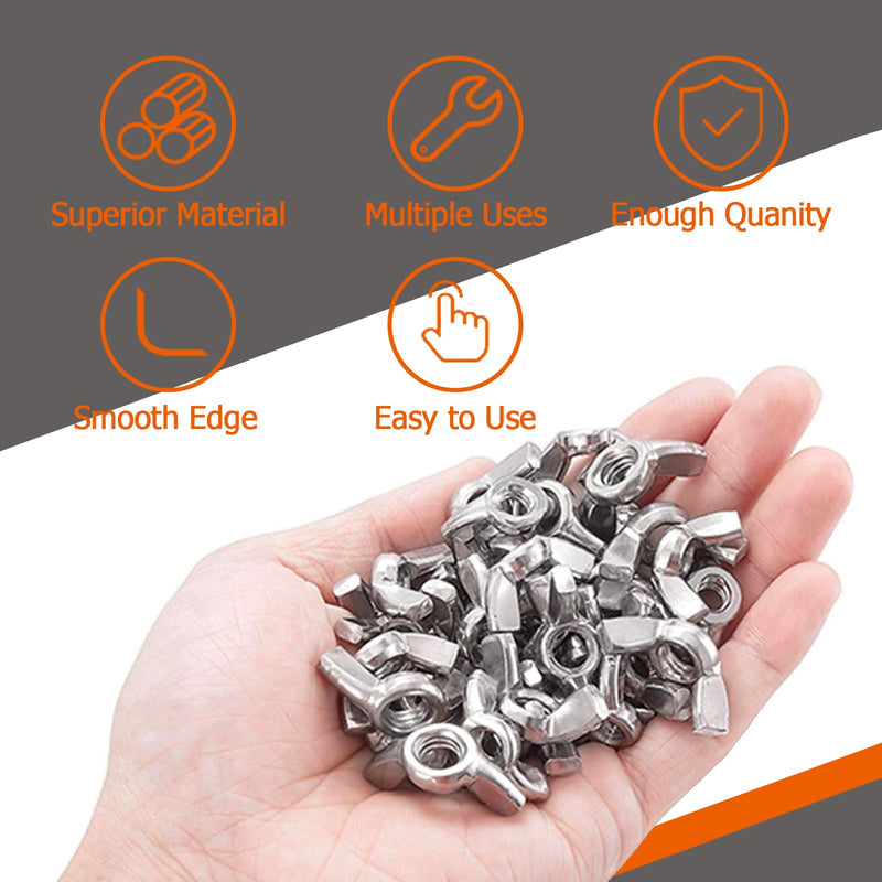 [Australia - AusPower] - 50PCS Butterfly Wing Nuts Assortment Kit, M5 M6 M8 M10 Metric Sizes Steel Wing Nuts Fasteners 