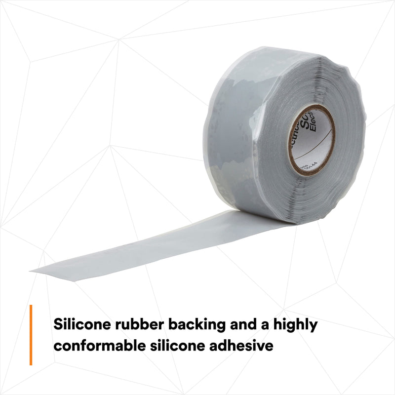 3M Scotch Self-Fusing Silicone Rubber Electrical Tape 70, High-Temperature Arc, Track-Resistant, Easy-Strip Liner, 7 mil, 1 in x 30 ft, Sky Blue/Gray Color, 1 Roll
