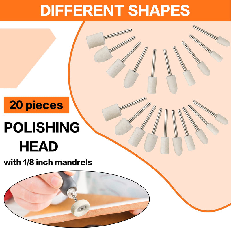 134PCS Polishing Buffing Wheel Polishing Kit for Dremel, Polishing Wheel Rotary Tool Accessories with 1/8" Shank, Abrasive Wheel Buffing Polishing Wire Brushes Wool Felt Cotton Mounted 134PCS Buffing Wheels
