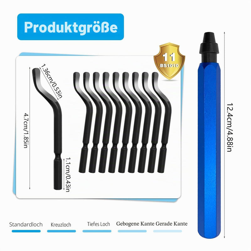 Universal Deburring Tool with 10 Replacement Blades, 360° Rotating Blade for 3D Printing, Plastic and Aluminum (1 Tool + 11 Blades)
