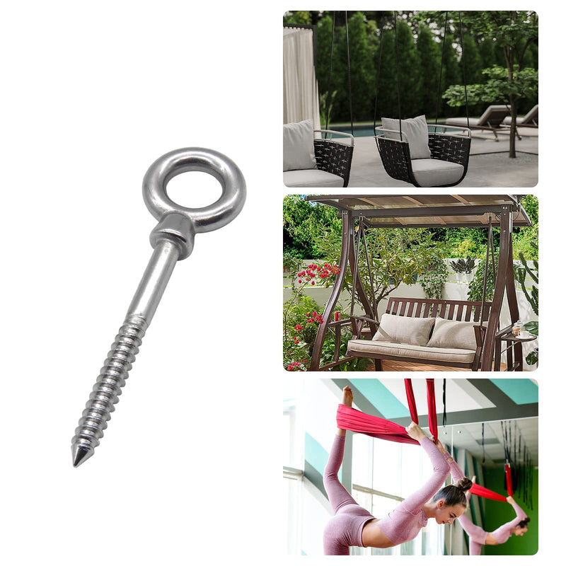 [Australia - AusPower] - M-ToP 5 Pack 304 Stainless Steel Eye Screws Durable Eye Hooks Screw in Heavy Duty Perfect for Hammock Stand,Yoga,Swing Chair (Load Capacity 650lbs) 