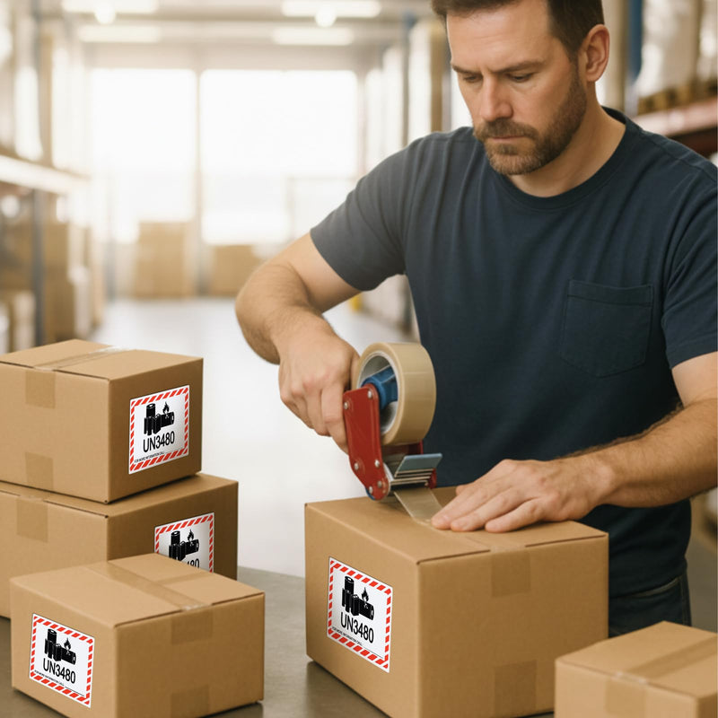 500 Pcs UN3480 Lithium Battery Labels - 4 x 2.75 Inch Adhesive Safety Stickers for Smaller Packages Only Shipping Lithium Batteries 500
