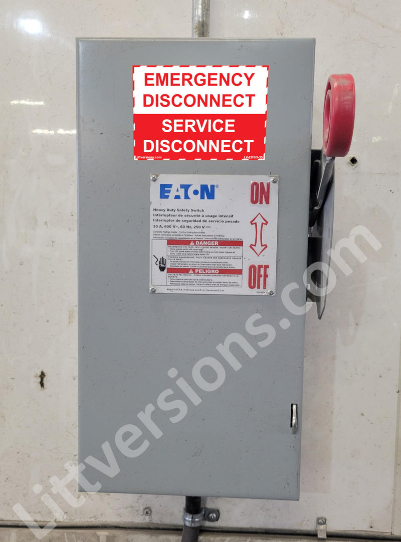 5"x 3.5" NEC Compliant Emergency Disconnect Service Labels Decal Sign Notice Sticker Elerctrical Panel Vinyl Waterproof (5 Pack)