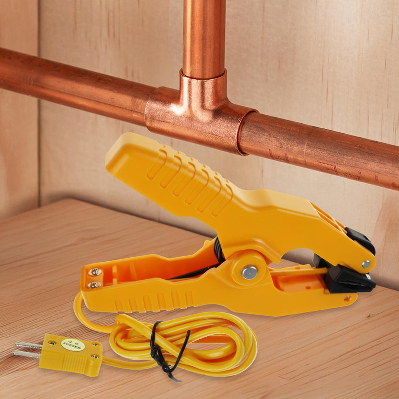 [Australia - AusPower] - K Type Thermocouple Clamp Probe Thermocouple Temperature Sensor Clip Lead Pipe Clamp HVAC Temperature Range -40~392°F (-40~200°C) 