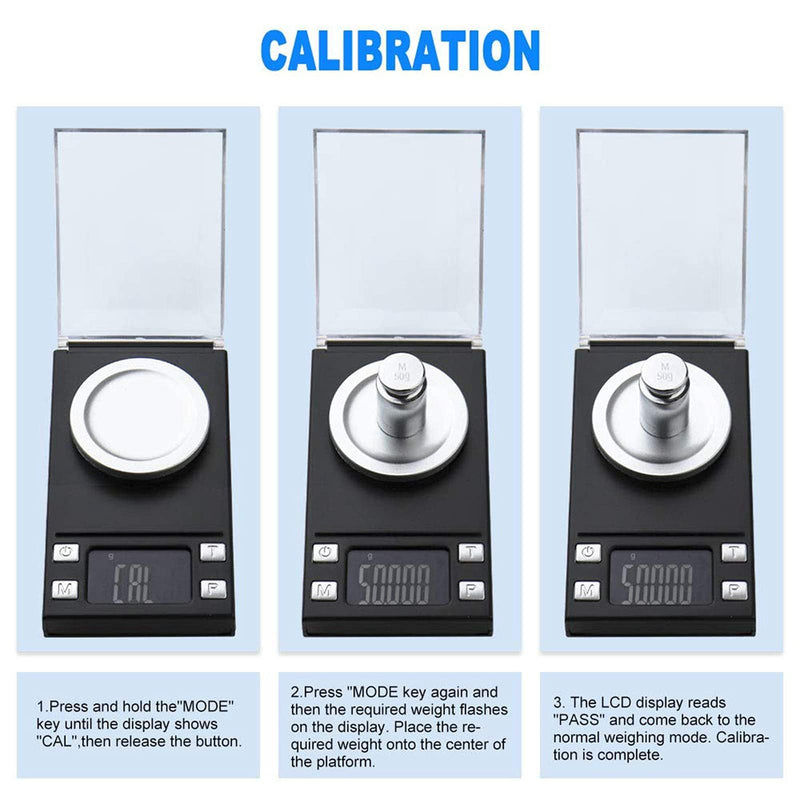 UNIWEIGH Milligram Scale 50g/0.001g,Precision Mini Carat Gram Scale for Powder Medicine,Jewelry,Gem,Reloading,Lab,Pocket Scale with Cal Weight,Professional Mg Scale with Tare,LCD Display,Powder Scoop Black