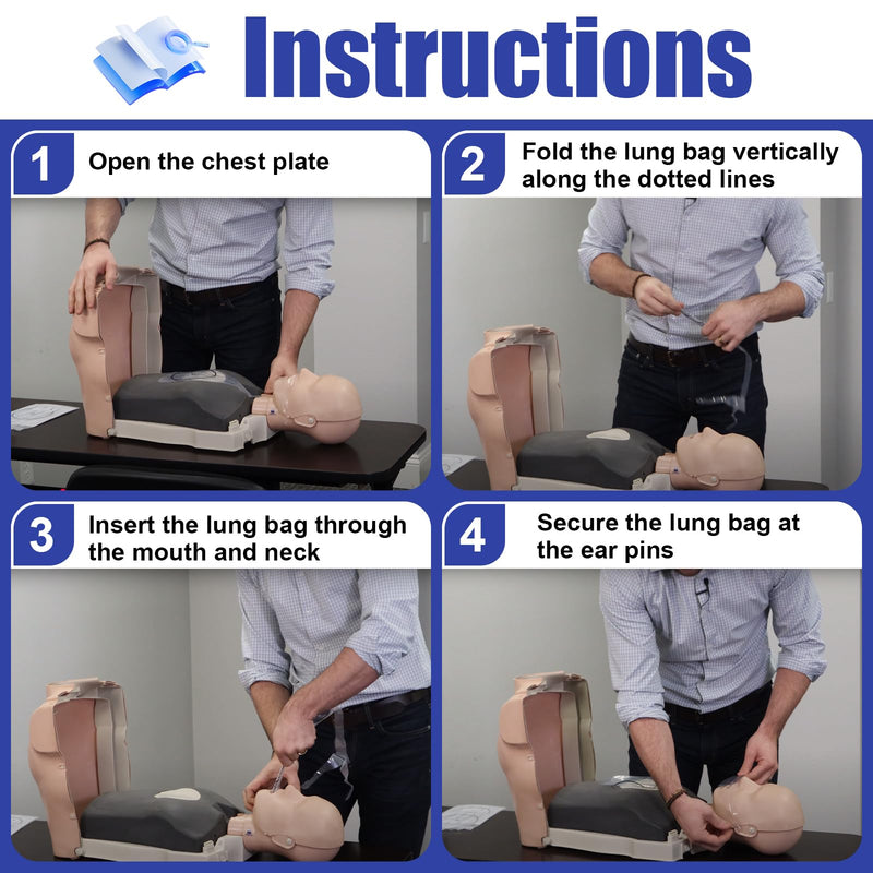 [Australia - AusPower] - 50PCS Professional CPR Lung Bags Compatible with Prestan Adult Manikins,Disposable Lung Bags for CPR Training,Safe & Durable Practice Accessories 