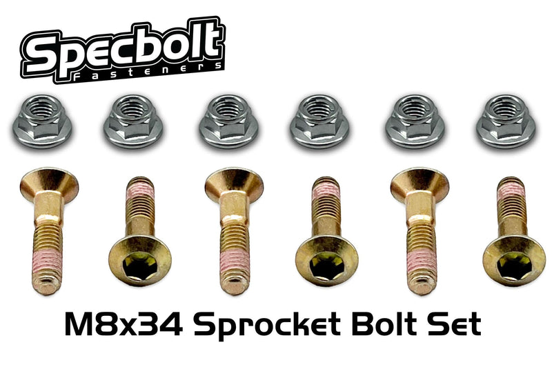[Australia - AusPower] - SPECBOLT Gold Long 34mm M8x34 Rear Sprocket Bolts Fits: Honda YAM Kawasaki Suzuki CR CRF XR KX KDX RM RMX DR DR-Z YZ IT TTR 