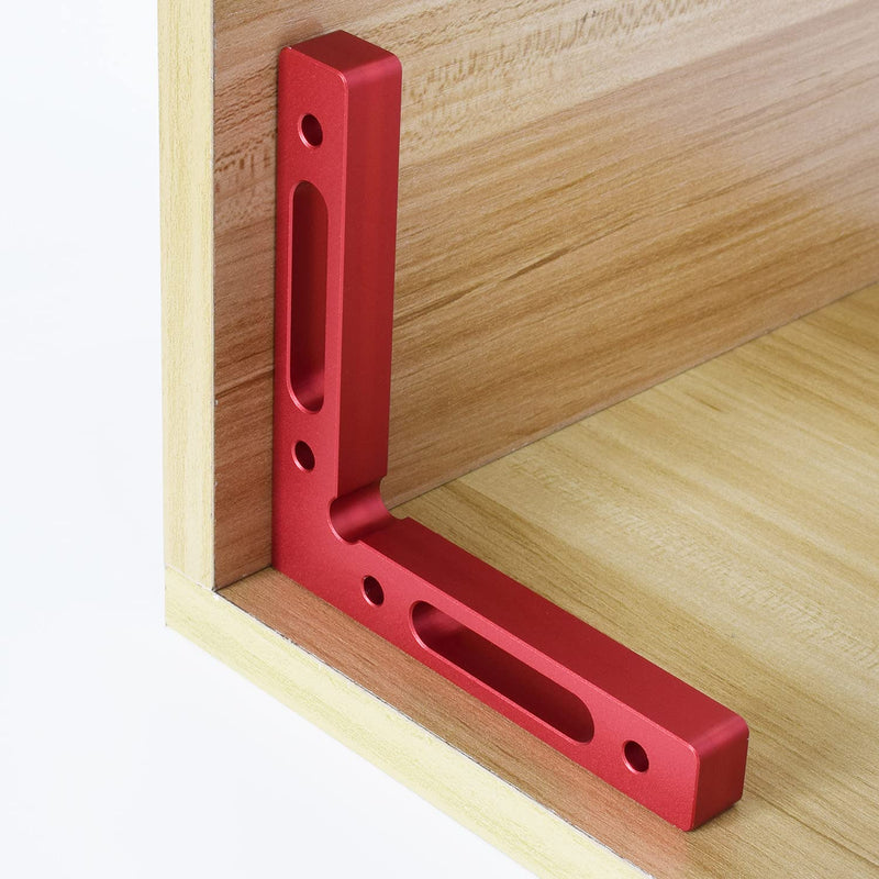 Mocoum Aluminium Alloy 90 Degree Positioning Squares 4.7" x 4.7"(12x12cm) Right Angle Clamps Woodworking Carpenter Tool Corner Clamping Square for Picture Frame Box Cabinets Drawers (Red, 4pcs) Red, 4pcs