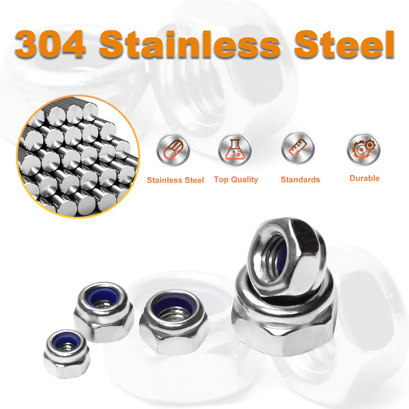 [Australia - AusPower] - 100PCS M4 Locknuts Metric Nylon Inserted Hex Lock Nuts Self-Lock Nylon Insert M4x0.7mm 304 Stainless Steel Self Locking 7mm Hex Nut Driver Tiny Nut for RC Cars 3D Printer 
