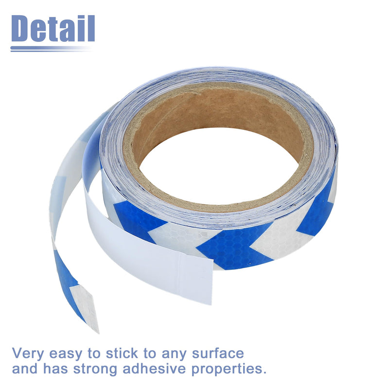 ACROPIX Universal 2.5cmx9m Blue and White Arrow Car Reflective Stickers Reflective Tape Safety Warning Reflective Protector - Pack of 1