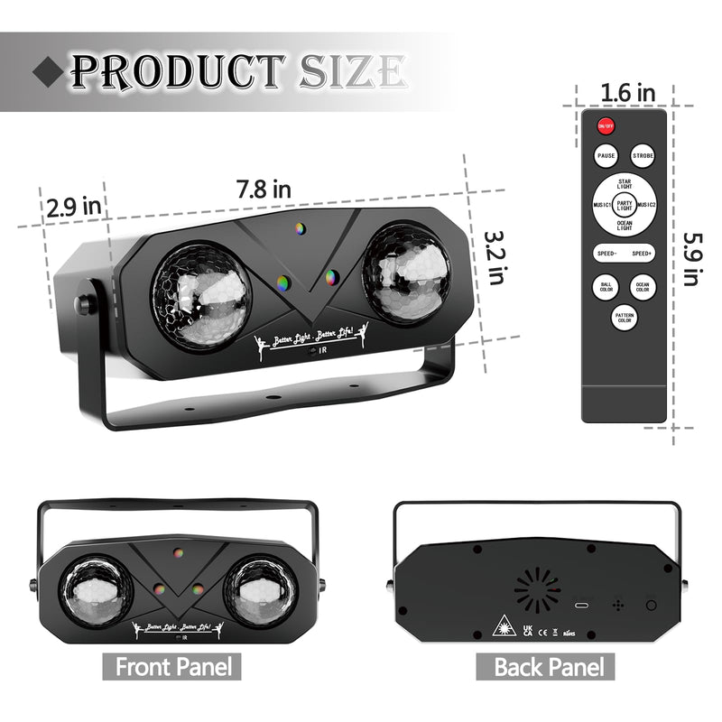 [Australia - AusPower] - Party Lights DJ Disco Light,Disco Ball Star Projector RGB LED Strobe Lights Stage Light Sound Activated Ocean Wave Effect for Parties Club Holiday Christmas Birthday Wedding Party Lights 