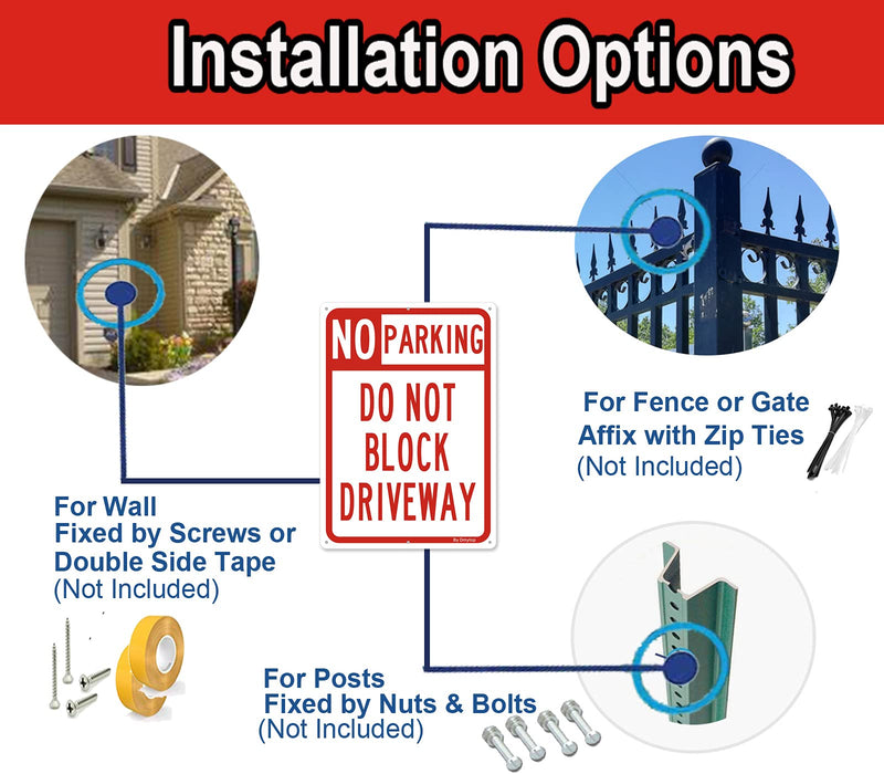 [Australia - AusPower] - No Parking Sign Do Not Block Driveway Sign, (2 Pack) 10 x 14 Inches Rust Free Aluminum Metal Sign, UV Protected Weather Resistant Durable In Easy to Mount 14 X 10 " 
