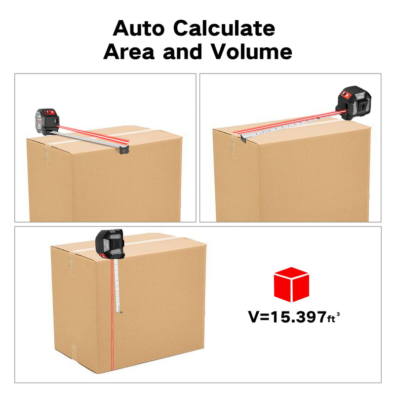 [Australia - AusPower] - 2 in 1 Laser Tape Measure, 130Ft Rechargeable Laser Measurement Tool & 16Ft Measuring Tape with Magnetic Hook, Flexible Baseline Switching, Area, Volume, Ft/Ft+in/in/M Unit 