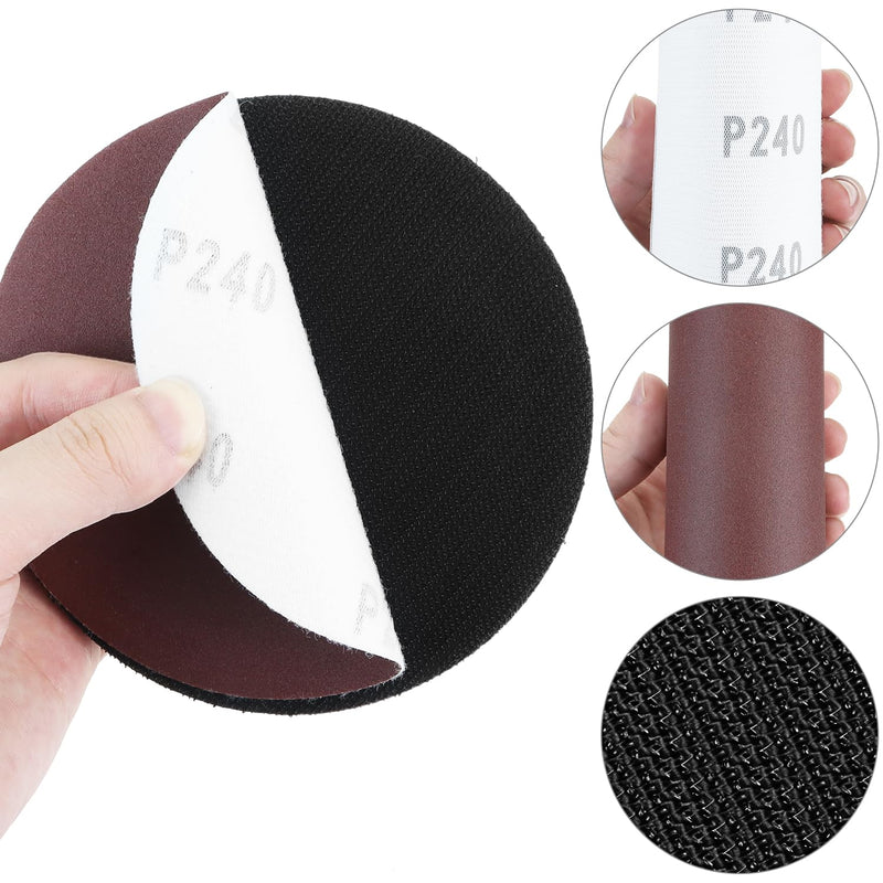 QWORK Pack of 80 Angle Grinder Discs, 125mm 40/60/80/120/180/240/320/600 Grit Polishing Sandpaper with Rod & Buffer Disc, for Wood, Metal and Paint