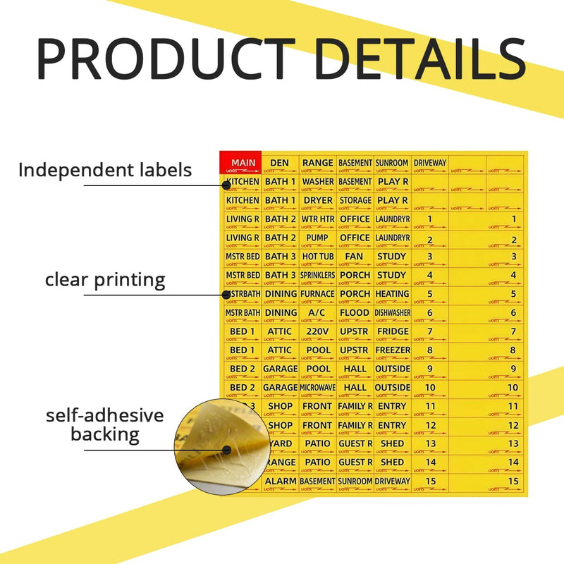 258PCS Circuit Breaker Labels Fuse Box Stickers Electrical Panel Labels for Breaker Box Organization (Yellow)