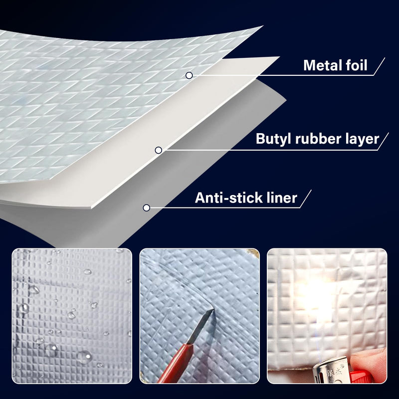 Butyl Tape Waterproof Sealing Tape 2Inch x 34Feet, Aluminum Foil Tape, Butyl Sealant Tape for Pipe Sealing, RV Repair, Window, EDPM Roof Leak Patching, Boat and Pipe Sealing 2 inch x 34 feet