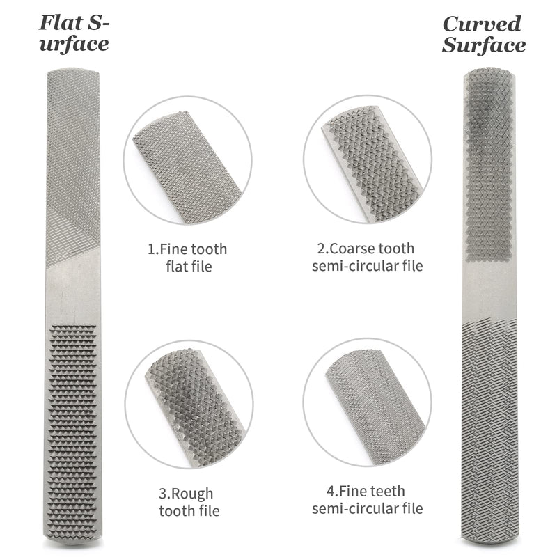 [Australia - AusPower] - Litoexpe 2 Pack 8 Inch 4 Way Premium Grade High Carbon Hand File, Round Rasp, Half Round Flat, Needle Files for Sharping Wood and Metal Tools 