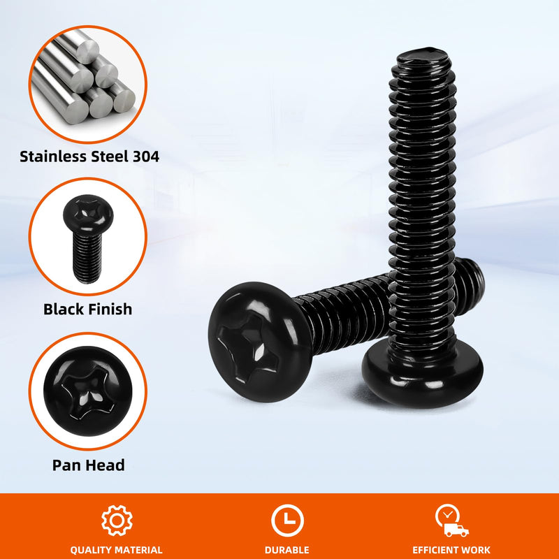 [Australia - AusPower] - M3 x 10mm Pan Head Machine Screws, Cross Screw, 304 Stainless Steel, Black Finish, 50 PCS M3 x 10mm 