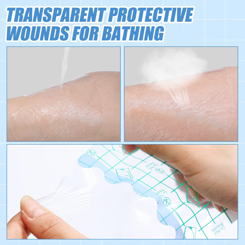 Nuanchu 100 Pieces Transparent Adhesive Bandage Waterproof Adhesive Skin Dressing Tape Transparent Film Dressing Bandages Clear Cover up Tape Retention Waterproof Cover for Swimming