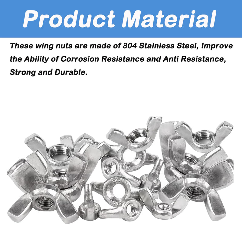 [Australia - AusPower] - 20 Pack 1/4"-20 Wing Nuts,304 Stainless Steel Wing Nuts,Hurrican Screws Hand Twist Tighten Ear Wingnuts Fasteners Parts, Butterfly Nut 
