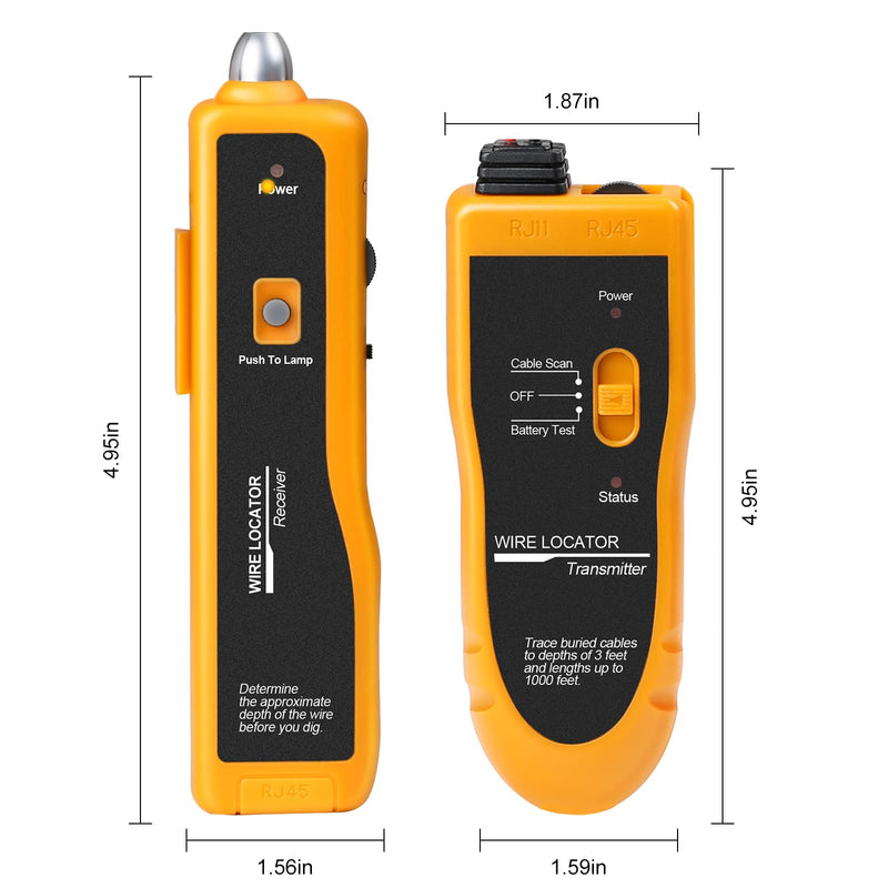 F02 Underground Cable Detector, Earth Cable Detector with Headphones, Cable Tester for Pet Fence Cable, Underground Cable, Irrigation Control Wires