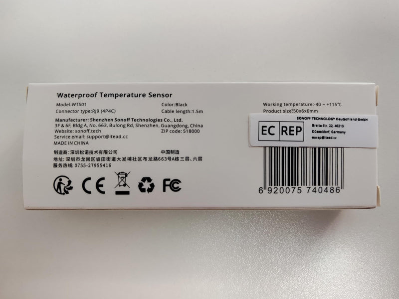 [Australia - AusPower] - SONOFF WTS01 High Precision Temperature Sensor,TH Elite/Origin Accessory, RJ9(4P4C) Interface 