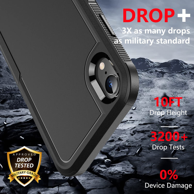 [Australia - AusPower] - SPIDERCASE for iPhone XR Case, [10 FT Military Grade Drop Protection] [Non-Slip] [2 pcs Tempered Glass Screen Protector] Shockproof Airbag Cushion Protective Case for iPhone XR 6.1” (Black) Black 