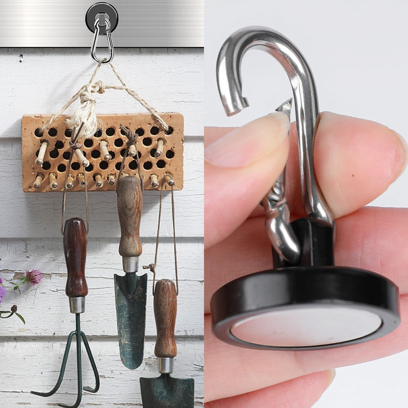 [Australia - AusPower] - MIKEDE Magnetic Hooks Heavy Duty, 110LBS+ Strong Neodymium Magnets with Swivel Carabiner Hook, Black Magnetic Hangers Magnet Hooks for Locker, Home, Cruise Cabin, Office - 10 Pack 110LB 10Pack 