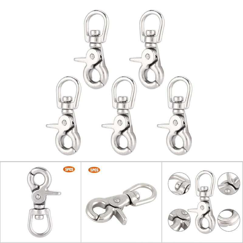 [Australia - AusPower] - Marine Snap Hook, Stainless Steel Trigger Snaps Hooks Swivel Lobster Scissor Clasps Buckles Boating Eye Spring Diving Claw Clips Houseboat Pet Dog Leashes Purse Straps Belting Flag Pole Cages 5pcs 
