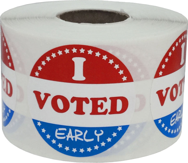 I Voted Early Stickers, 1.5" Inch Round, 500 Adhesive Labels per Roll - Promote Early Voting Participation with Durable, High-Visibility Election Day Labels