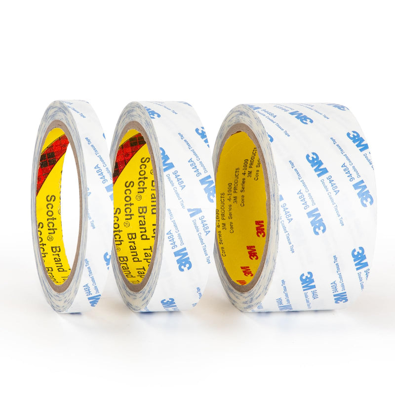 [Australia - AusPower] - 3M Double Sided Tape 1"×32.8Ft 2 Pack 9448A Double Coated Tissue Tape Adhesive Sticky Tape Translucent Removable for Foam Art Craft Nameplate Bonding 1" 