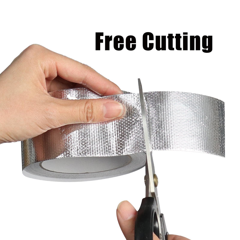 Aluminum Foil Tape 2 inch x 82 ft, Aluminum Fiberglass HVAC Tape, Self-Adhesive Heat Resistant Foil Tape for Ductwork, Dryer Vent, AC, Pipe Sealing & Patching (Silver) 2in x 82ft