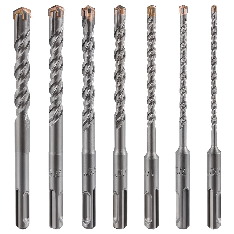 [Australia - AusPower] - Concrete Drill Bit 5pcs 3/8" X 6"-4" Cross-Type Double Thread Carbide Material Suitable for Concrete, Brick, Cement Walls, Stone, Hammer Drill Bits for Concrete 3/8 in 6" 
