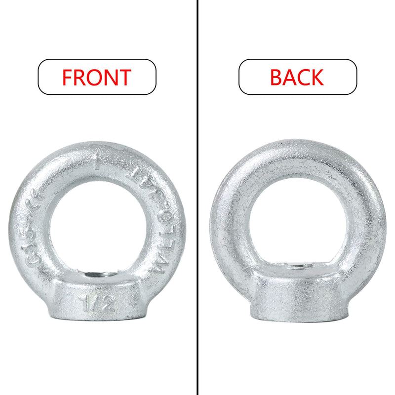 [Australia - AusPower] - 1/2"-13 Lifting Eye Nuts, Drop Forged C15 Galvanized Threaded Fastener, UNC Standard Ring Shape Lifting Eye Nut, 4 Packs 1/2"-13 