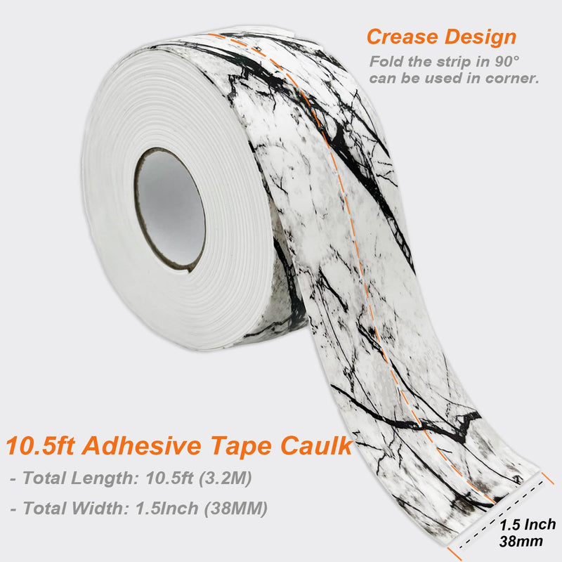 [Australia - AusPower] - UIOCSSC Caulk Tape Strip, 1.5" x 10.5Ft Self Adhesive Bath & Kitchen Sealant Strip, PVC Waterproof Sealing Tape for Bathtub Toilet Bathroom Shower Kitchen Sink Marble 