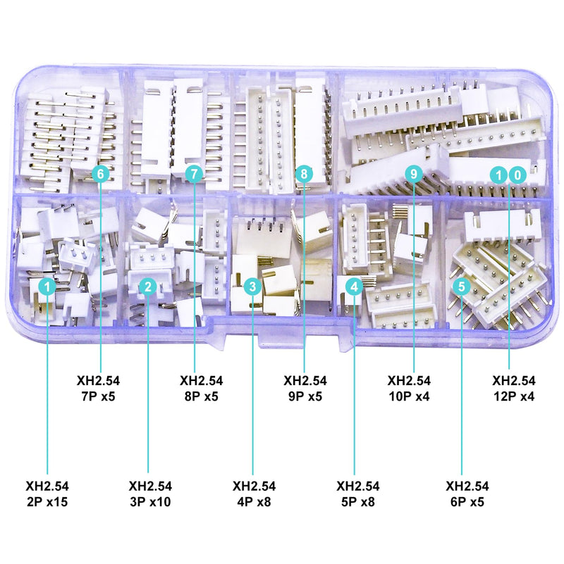 [Australia - AusPower] - JST Connector Kit, XH2.5 DIP Header Jst 2.54mm Pitch IC Socket Plugs Adapter, JST-XH 2/3/4/5/6/7/8/9/10/12Pin DIP Header Side Type Right Angle Type Header (XH2.5-DIP-R/A) JST-2.5MM-XH-DIP-Right Angle Header 