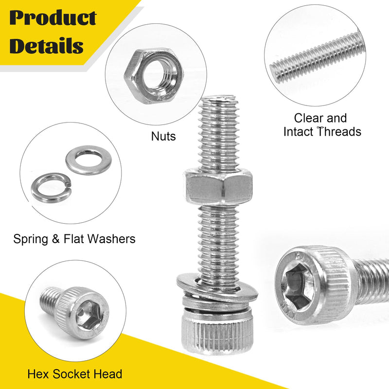 [Australia - AusPower] - 1220PCS M3 M4 M5 M6 Metric Hex Socket Head Screws Assortment Kit & 115PCS SAE #8-32 Phillips Pan Head Screws Bolts Assortment Kit 