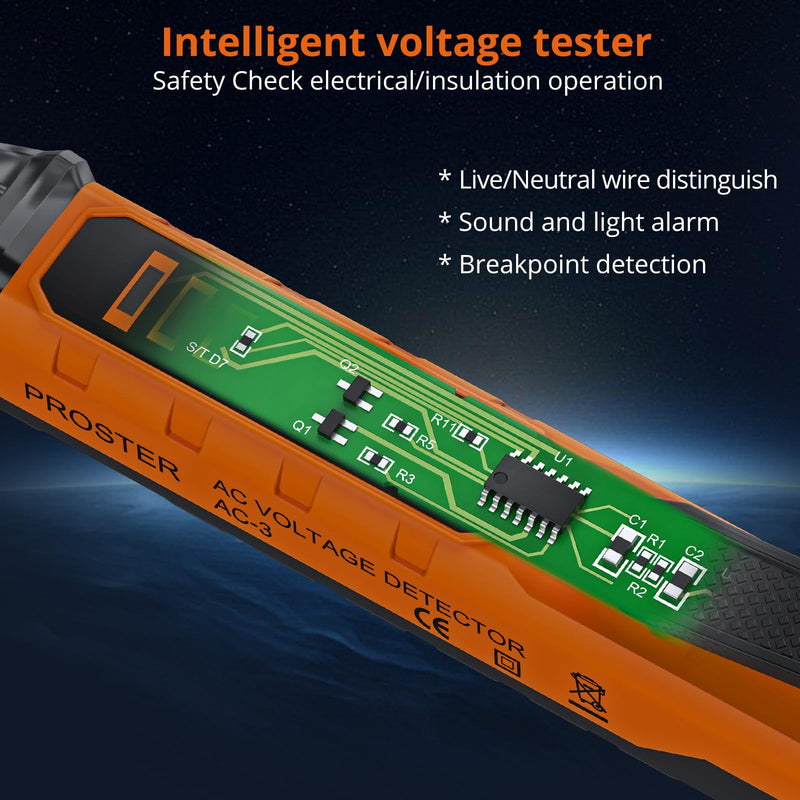 [Australia - AusPower] - Proster Autoranging Multimeter 6000 Count - Proster Non Contact Voltage Tester Pen 