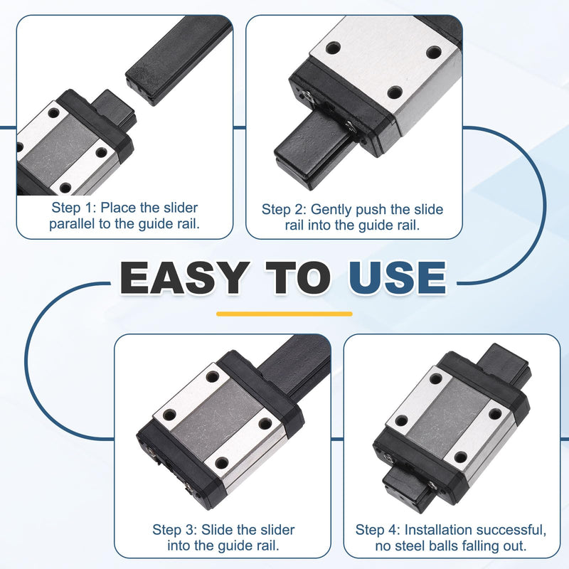 uxcell 2Pcs MGN15H Linear Bearing Sliding Carriage Block with Mini Guide and Wrench for 15mm Linear Motion Slide Rail Guide, 3D Printer, CNC Machine