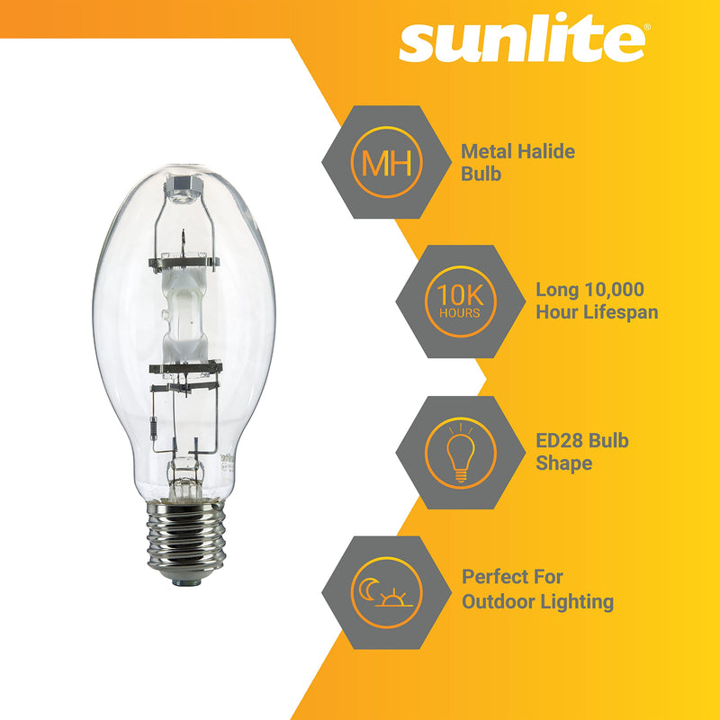 [Australia - AusPower] - Sunlite 03656 MH175/U/MOG M57 Metal Halide Lamp, 175 Watts, Mogul Base (E39), ED28, 10,000 Hour Life Span, 14000 Lumen, Clear Finish, 4000K 1 Pack 
