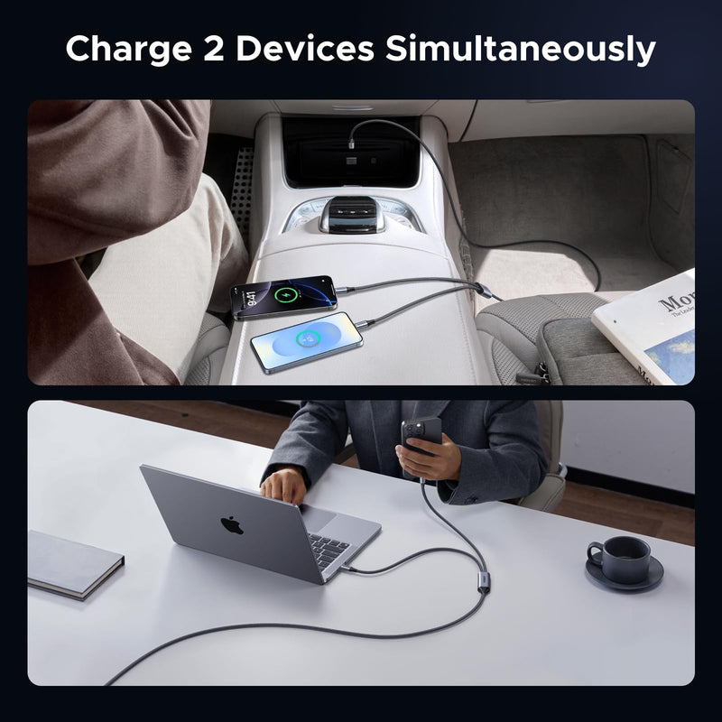 UGREEN 140W USB C Cable, 5FT 2-in-1 USB C to USB C Cable, Fast Charging for iPhone 17/17 Pro Max/16/15 Series, Galaxy S25/S24/S23 Series, MacBook Air/Pro, iPad Pro/Air, Steam Deck, and More
