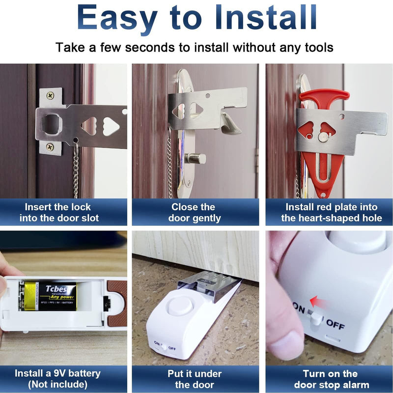 [Australia - AusPower] - KERUI Upgraded Door Stop Alarm with Portable Door Lock 120 dB Travel Door Stopper Door Wedge Alarm with 3 Levels Sensitivity for Hotel, Home, Apartment 2 Doorstops and 1 Door Lock 