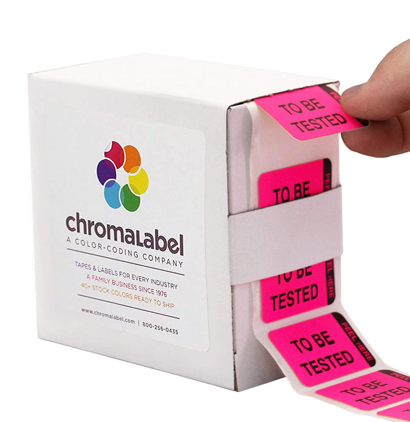 ChromaLabel 1 x 1.50 Inch Fluorescent Pink and Yellow Double Layer Quality Control Label, Imprinted: to Be Tested, Tested, 250 per Dispenser Box (Pack of 2) 1" x 1-1/2" (Pack of 2)
