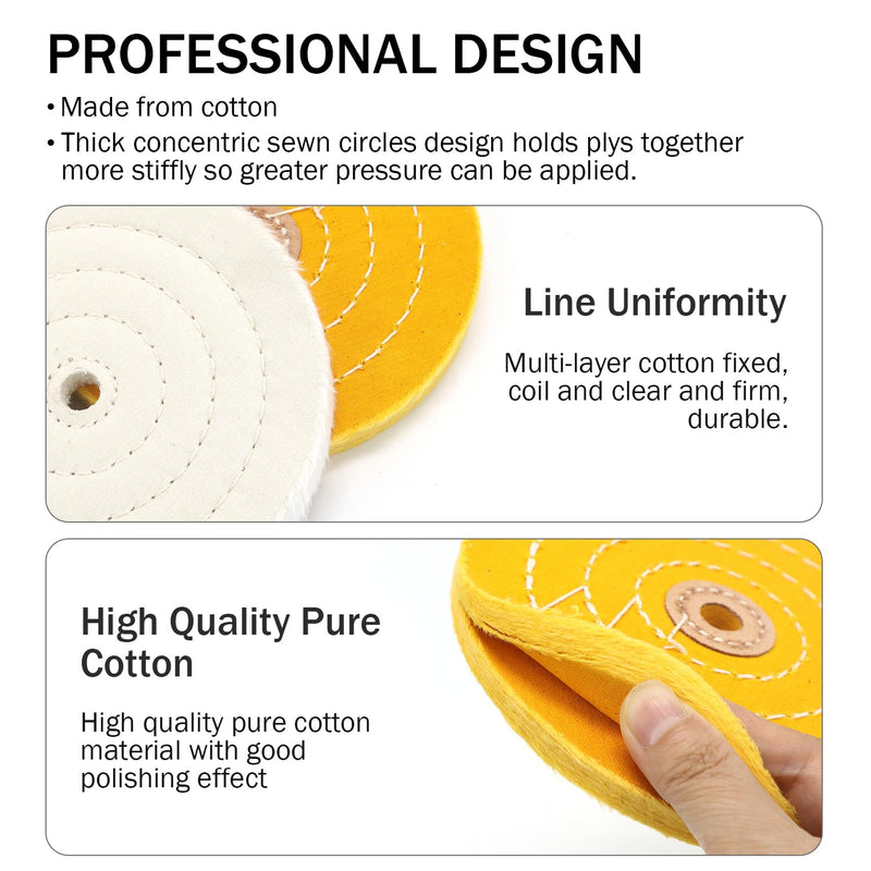 [Australia - AusPower] - SCOTTCHEN 6inch Buffing Polishing Wheels 1/2" Arbor Hole,Soft/Fine/Medium for Bench Grinder-3PCS,with Buffing Polishing Cutting Compounds 7.4 Oz.Kit,with 2 Pack Non-Woven Bandage 6 inch 