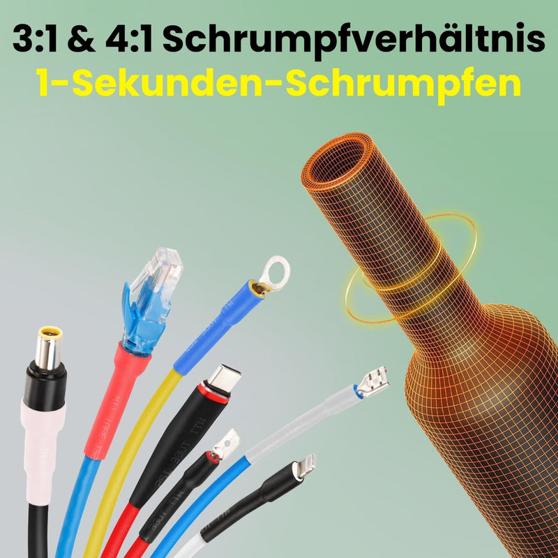 Offgridtec 5 m Heat Shrink Tube with Adhesive 9 mm > 3 mm, 3:1 Shrink Rate, Dual Wall, Halogen-Free, Flame Retardant, Waterproof Cable Insulation, Easy to Cut, Includes Dispenser Box, Black 5m 9mm>3mm