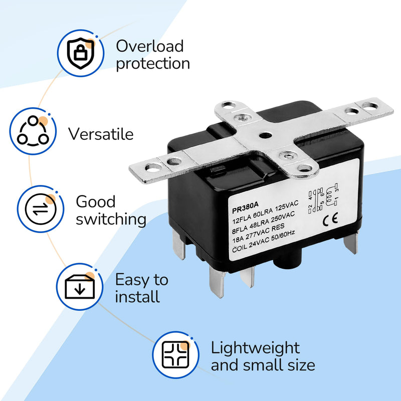 [Australia - AusPower] - APFR-380 90-980 24V AC Heavy-Duty Fan Relay – Single Pole SPST – Isolated AC Switch for HVAC blowers, humidifiers, Goodman blowers, Heat sequencers – Includes Universal Bracket（2 Pack） (2) 2 