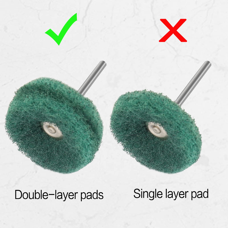 50 Pack 1 Inch Abrasive Wheel Polishing Buffing Wheel Set for Dremel Rotary Tool, Drills, 150 Grits 1/8'' (3mm) Shank Scouring Pad Abrasive Buffing Wheels for Metal, Wood, Rust Removal Green 150Grit 50PCS